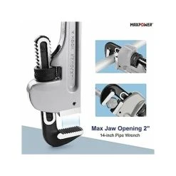 Max Power MAXPOWER Pipe Wrench/Spanner， Heavy Duty Aluminum Stillson Plumbing Wrench Straight Pipe Wrench-14-Inch/350mm -Bahco shop 100028427 3