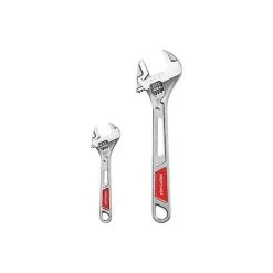 Max Power MAXPOWER Adjustable Spanner Set 2-Pieces, 2-in-1 Adjustable Wrench Set, Plumbing Wrench Pipe Wrench With Reversible Wide Opening Jaw 6/150mm And 10/250mm,Silver With Long Handle