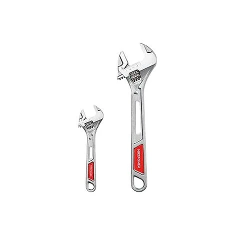 Max Power MAXPOWER Adjustable Spanner Set 2-Pieces, 2-in-1 Adjustable Wrench Set, Plumbing Wrench Pipe Wrench With Reversible Wide Opening Jaw 6/150mm And 10/250mm,Silver With Long Handle