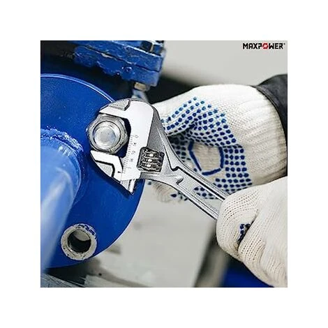 Max Power MAXPOWER Adjustable Spanner Set 2-Pieces, 2-in-1 Adjustable Wrench Set, Plumbing Wrench Pipe Wrench With Reversible Wide Opening Jaw 6/150mm And 10/250mm,Silver With Long Handle - Image 4