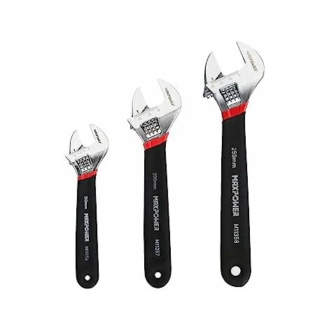 Max Power MAXPOWER Adjustable Spanner Set, 3PCs Adjustable Wrench Set, With Soft Grip (6/150mm, 8/200mm And 10/250mm)