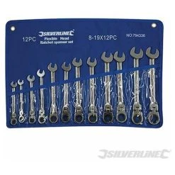 Silverline Flexible Head Ratchet Spanner Set 12pce 8 - 19mm 794336