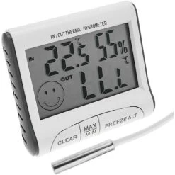 BeMatik - Thermometer Hygrometer With Indoor And Outdoor Double Sensor DW-0223