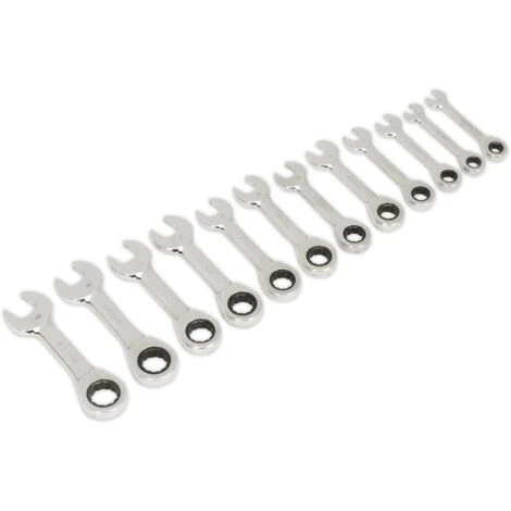 Sealey S0633 Stubby Ratchet Combination Spanner Set 12pc Metric