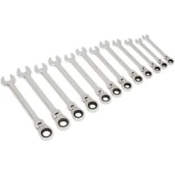 Sealey S0635 Metric Flexible Head Ratchet Combination Spanner Set 12pc