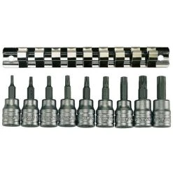 Teng Tools M3813TX 3/8 Drive TX Socket With Clip Rail (9 Pieces)