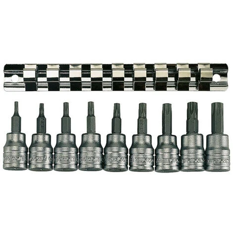 Teng Tools M3813TX 3/8 Drive TX Socket With Clip Rail (9 Pieces)