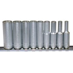 Teng Tools M1407 9 Piece 1/4 Drive 6 Point Deep Metric Socket Clip Rail
