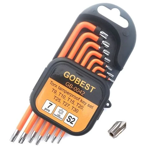 GOBEST Short Torx Tamperproof Security Allen Key Set T9-T30 S2 Steel (GB-0042) 3 GOBEST Short Torx Tamperproof Security Allen Key Set T9-T30 S2 Steel (GB-0042)