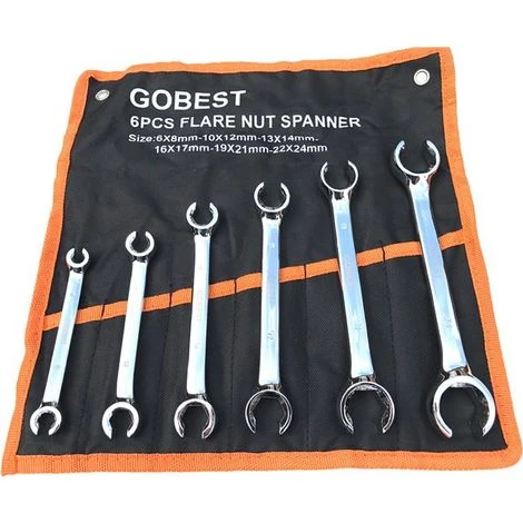 GOBEST Flare Nut Wrench Set 6 Pcs 6-24 Mm, 12 Sizes (GB-0050) 3 GOBEST Flare Nut Wrench Set 6 Pcs 6-24 Mm, 12 Sizes (GB-0050)