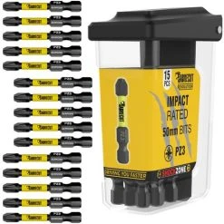 15pcs SabreCut 50mm PZ3 Impact Bits + Box SCRPZ35015B