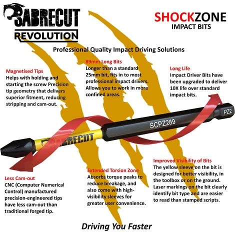 5pcs SabreCut 89mm H6 Impact Drill Driver Bits - SCRH6895 - Image 3