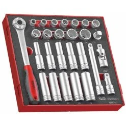 Teng Tools TED1227 1/2 Drive Eva 12-Point FOAM2 Socket Set (27 Pieces)