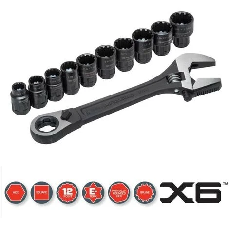 Crescent Pass Through Adjustable Wrench Spline Sockets CRECPTAW8 XMS21PTHRU11