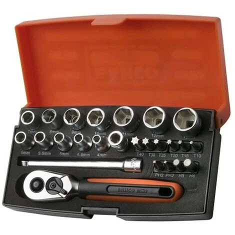 Bahco BAHSL25 Socket Set 25 Piece Metric 1/4in Drive Ratchet Socket Set 3 Bahco BAHSL25 Socket Set 25 Piece Metric 1/4in Drive Ratchet Socket Set