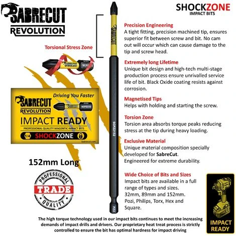 10pcs SabreCut 152mm Impact Screwdriver Bit Set - SCRK152 - Image 3
