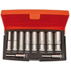 Bahco S0810L 1/4in Drive Deep Socket Set Of 10 Metric BAHS0810L