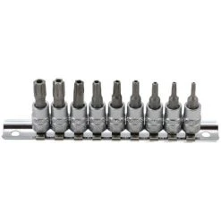 BGS TECHNIC Bit Socket Set For Torx Plus - 6,3mm (1/4) - With T10/T50 Hole - 9 Pcs - 2165