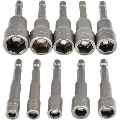 10Pcs Drill Hex Socket Socket Set Magnetic 1/4 Hex Socket Socket Adapter 6-15mm Socket Adapter Tool SOEKAVIA 3 10Pcs Drill Hex Socket Socket Set Magnetic 1/4 Hex Socket Socket Adapter 6-15mm Socket Adapter Tool SOEKAVIA