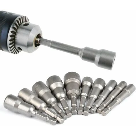 10Pcs Drill Hex Socket Socket Set Magnetic 1/4 Hex Socket Socket Adapter 6-15mm Socket Adapter Tool SOEKAVIA 5 10Pcs Drill Hex Socket Socket Set Magnetic 1/4 Hex Socket Socket Adapter 6-15mm Socket Adapter Tool SOEKAVIA - Image 3