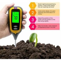 Soil Tester PH Humidity Light Temperature 4 In 1 PH Soil Meter Humidity Electronic Earth Tester For Garden Plants Yellow SOEKAVIA 9 Soil Tester PH Humidity Light Temperature 4 In 1 PH Soil Meter Humidity Electronic Earth Tester For Garden Plants Yellow SOEKAVIA -Bahco shop 36873950 3