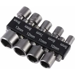 9 Pack Of 5 To 13mm Imperial Socket Drill Bits With Impact Nut For 1/4 "Hex Shank Drill SOEKAVIA