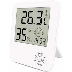 Mini High Precision Digital Indoor Hygrometer Thermometer Home Thermometer With Folding Stand And Alarm Clock For Home Comfort Level Indicator Office Kitchen Garden Etc White SOEKAVIA