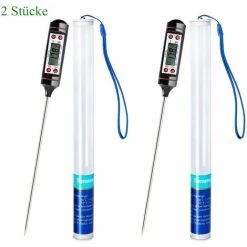 SOEKAVIA 2-piece Kitchen Thermometer Universal Household Thermometer Digital Cooking Thermometer Kitchen Thermometer Meat Thermometer, Readable 50 ° C - 300 ° C, ° C / ° F Switchable With Protective Cover SOEK