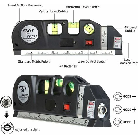 Laser Levels, Versatile Measuring Tool, Spirit Level, Laser Level, Tape Measure, Horizontal And Vertical Metric Ruler Self-leveling Retractable Horizon (battery Included) SOEKAVIA 4 Laser Levels, Versatile Measuring Tool, Spirit Level, Laser Level, Tape Measure, Horizontal And Vertical Metric Ruler Self-leveling Retractable Horizon (battery Included) SOEKAVIA - Image 2