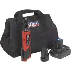 Sealey CP1202KIT 12V Ratchet Wrench Kit 3/8" Sq Drive-2 Batteries, 12 V, Red/Black, 3/8-Inch
