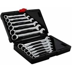 Femor 12pcs 8-19mm Fixed Head Ratchet Spanner Set With Storage Box 8,9,10,11,12,13,14,15,16,17,18,19mm