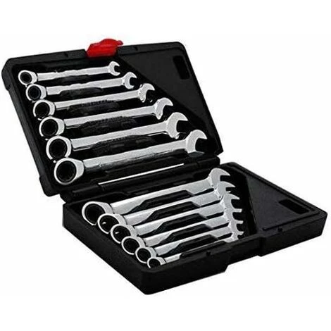 Femor 12pcs 8-19mm Fixed Head Ratchet Spanner Set With Storage Box 8,9,10,11,12,13,14,15,16,17,18,19mm