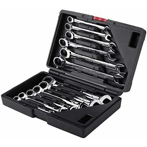 Femor 12pcs 8-19mm Fixed Head Ratchet Spanner Set With Storage Box 8,9,10,11,12,13,14,15,16,17,18,19mm - Image 2