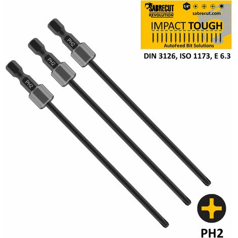 3pcs SabreCut 130mm PH2 Autofeed Bits For Makita DFS250 & DFS452 - AFSC130MPH23 - Image 2