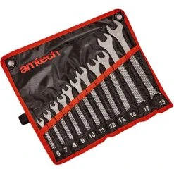 Amtech K0400 Combination Spanner Set, Drop Forged And Chrome Plated Spanners, 6mm To 19mm