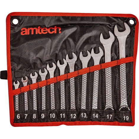 Amtech K0400 Combination Spanner Set, Drop Forged And Chrome Plated Spanners, 6mm To 19mm - Image 2