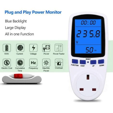 MUFF Power Meter Plug Energy Monitor Backlight LCD Display Electricity Usage Monitor Consumption Analyzer White Backlight 5 MUFF Power Meter Plug Energy Monitor Backlight LCD Display Electricity Usage Monitor Consumption Analyzer White Backlight - Image 3
