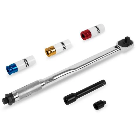 VONROC Torque Wrench ½” - 470mm – 28-210Nm - Incl. Socket Set - 3 Pcs, Extension Bar And Reducer