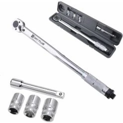 BRIEFNESS Ratchet Torque Wrench 28-210Nm, 1/2 Wheel Bolt Wheel Nut Wrench Incl. Extension & Wheel Bolt Sockets 17mm-19mm-21mm