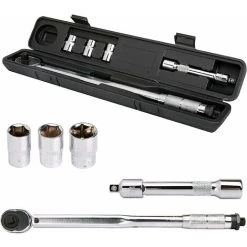 BRIEFNESS Torque Wrench 28-210Nm Torque Wrench Set 1/2 3/8 Ratchet Torque Wrench Socket Set With 17, 19 And 21 Mm Ratchet Wrench Set For Car, Bicycle