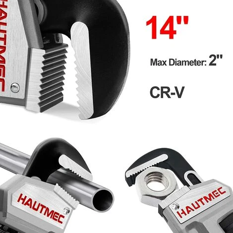 HAUTMEC Light Weight Cast Aluminum Pipe Wrench, 350mm (14 Inch), 50mm (2") Pipe Capacity, Industrial Grade HT0021-PW 5 HAUTMEC Light Weight Cast Aluminum Pipe Wrench, 350mm (14 Inch), 50mm (2") Pipe Capacity, Industrial Grade HT0021-PW - Image 3