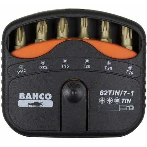 Bahco 62TIN/7-1 Bit Set Tin PH / P Z / TORX 7 Piece 3 Bahco 62TIN/7-1 Bit Set Tin PH / P Z / TORX 7 Piece