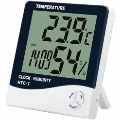 QERSTA Digital Thermometer Hygrometer Indoor Temperature Lcd Monitor Humidity Gauge Large Weather Station Alarm Clock With Calendar Hourly Reminder And Max Min Memory, HTC-1