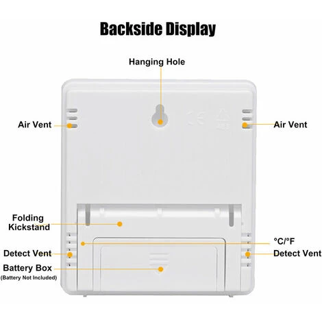 QERSTA Digital Thermometer Hygrometer Indoor Temperature Lcd Monitor Humidity Gauge Large Weather Station Alarm Clock With Calendar Hourly Reminder And Max Min Memory, HTC-1 - Image 2
