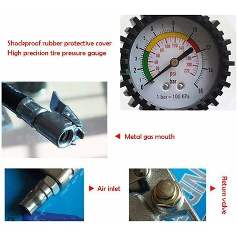 READCLY Tire Inflation Gauge With Gauge 220PSI And Inflator With Hose Air Chuck Gun Grip Handle Tire Pressure Gauge Compressor Accessories 5 READCLY Tire Inflation Gauge With Gauge 220PSI And Inflator With Hose Air Chuck Gun Grip Handle Tire Pressure Gauge Compressor Accessories - Image 3