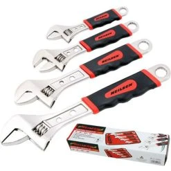 Neilsen 4pc Adjustable Spanner Wrench Soft Grip Handle 150mm 200mm 250mm 300mm