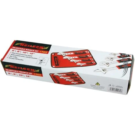 Neilsen 4pc Adjustable Spanner Wrench Soft Grip Handle 150mm 200mm 250mm 300mm - Image 2