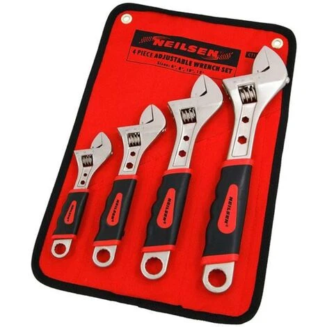 Neilsen 4pc Adjustable Spanner Wrench Soft Grip Handle 150mm 200mm 250mm 300mm - Image 3