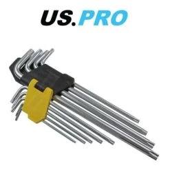 US PRO Tools 9pc Extra Long Tamper Proof Torx Star Key Set T10 - T50 2236