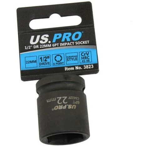 US PRO Tools 22mm Impact Socket 1/2 Drive 6 Point Single Hex 3823 - Image 3